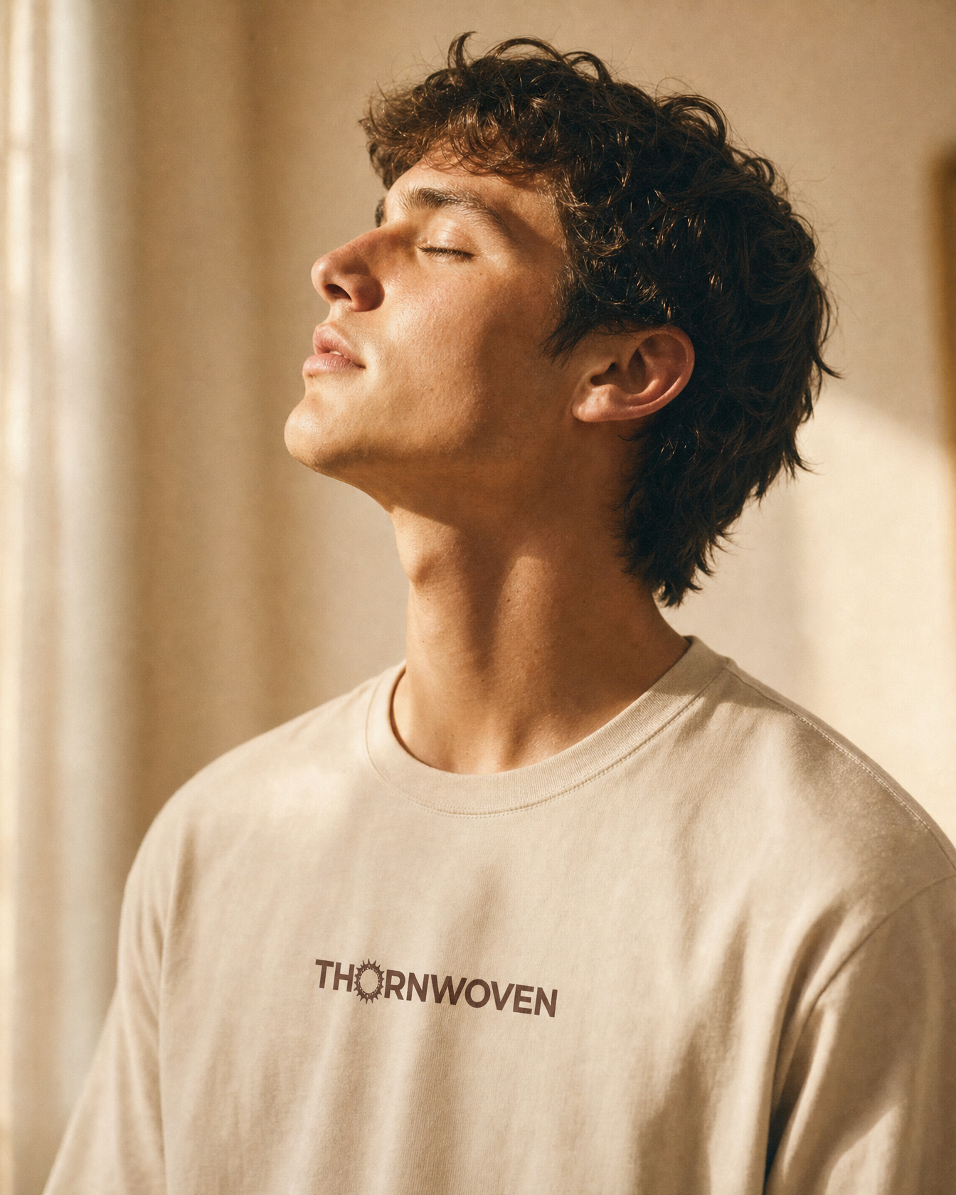 Reverence: Thornwoven Tee Cream in soft morning light